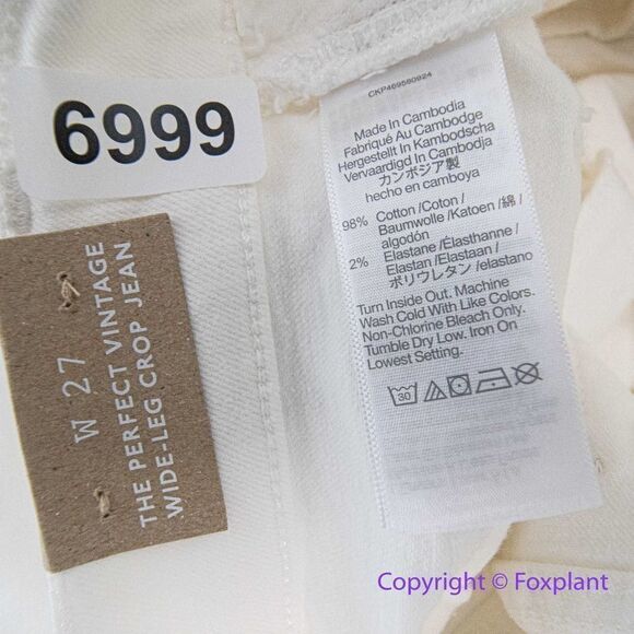 NEW Madewell The Perfect Vintage Wide-Leg Crop Jean‎ Tile White, 27 - Picture 16 of 16